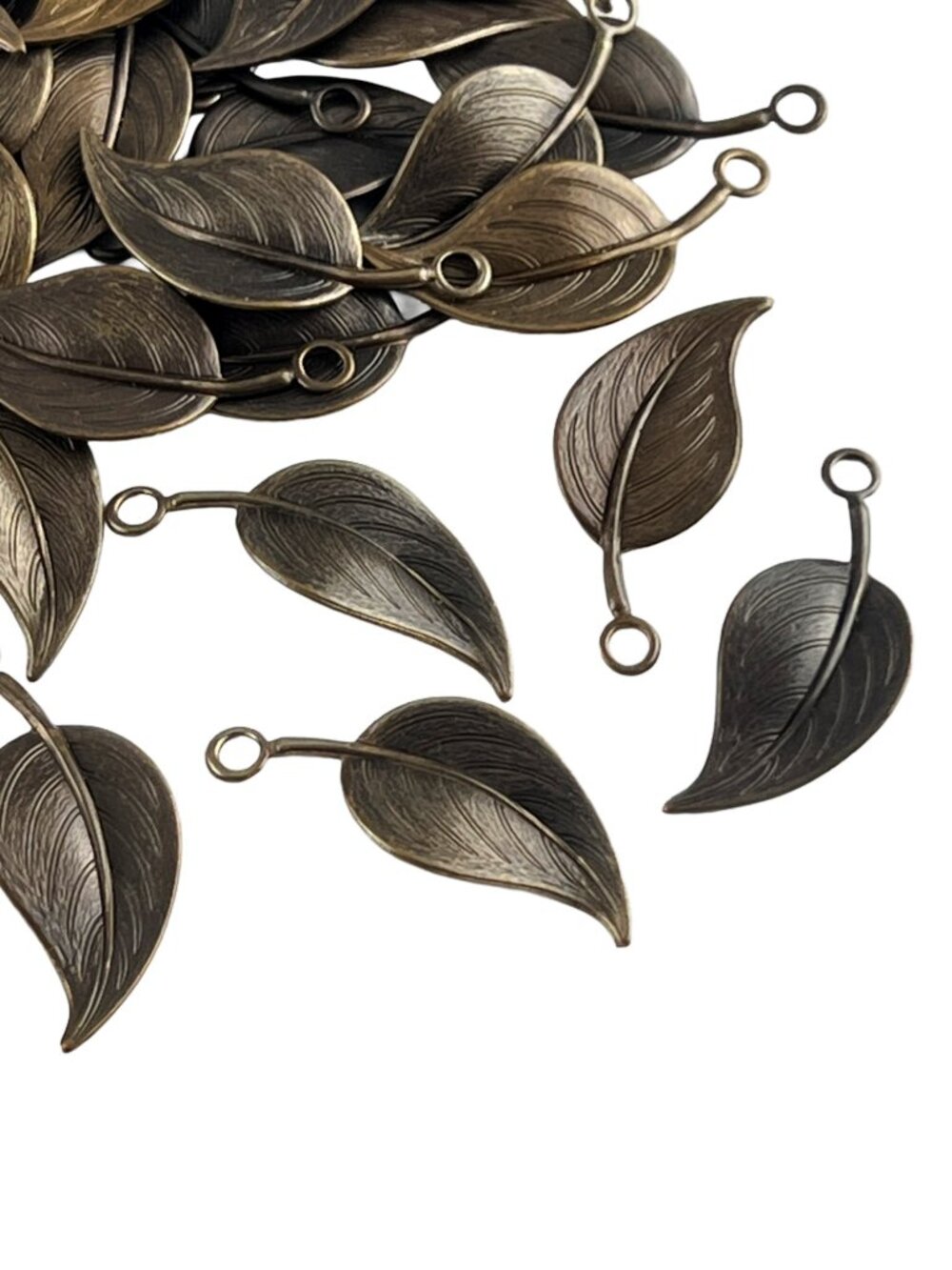 30 Vintaj Brand Leaf Charms in Antique Brass — Jewelry Making Findings